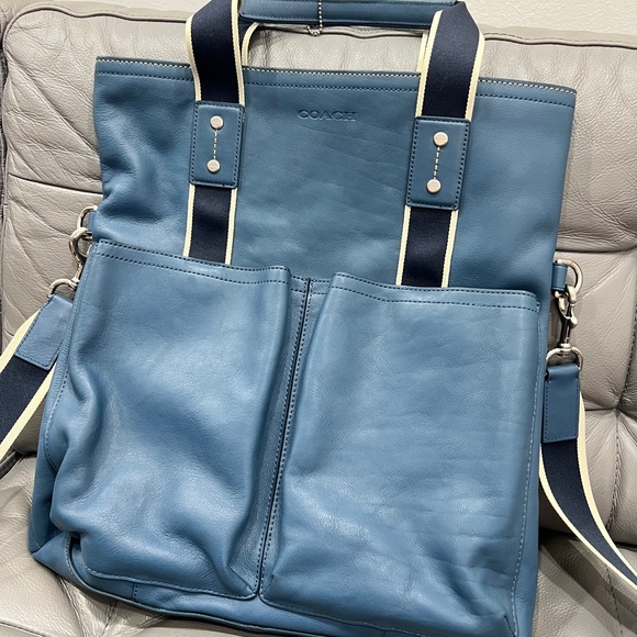 COACH Men Heritage Leather Foldover Bag F70558 Detachable shoulder strap - Picture 2 of 8